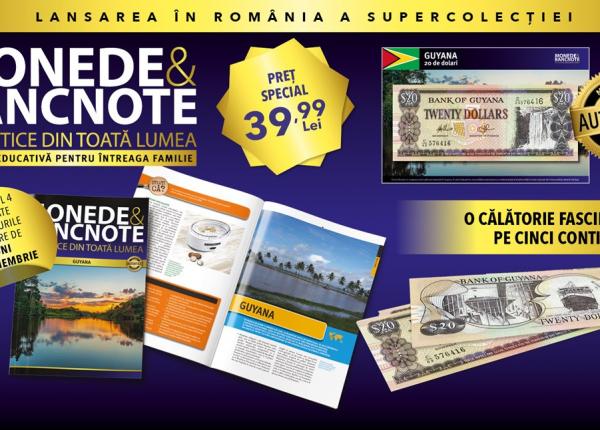 colectia monede si bancnote autentice din toata lumea continua cu numarul 4 guyana