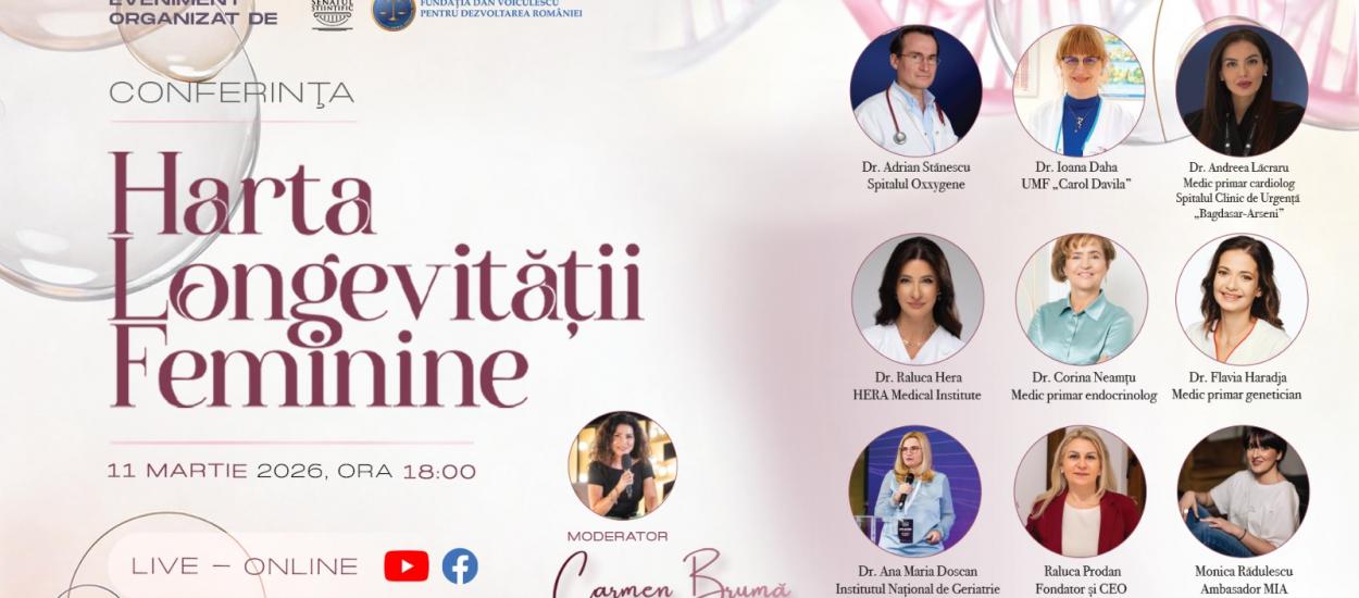 Conferința „Harta longevității feminine”: experți din medicină și cercetare analizează mecanismele biologice ale unei vieți mai lungi 