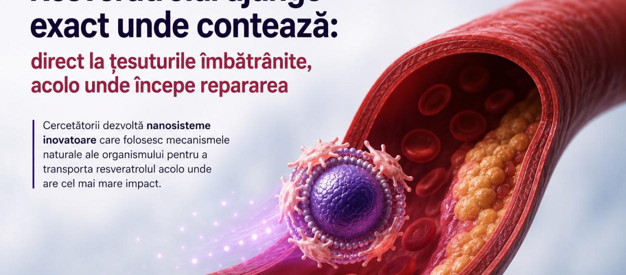 Cercetătorii caută soluții inovatoare pentru ca resveratrolul să ajungă direct în țesuturile îmbătrânite și să stimuleze repararea lor