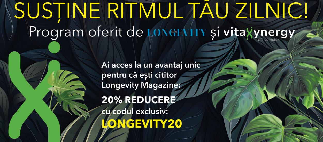 Susținem ritmul tău zilnic! Folosește codul LONGEVITY20 pentru 20% reducere la produsele VitaXynergy